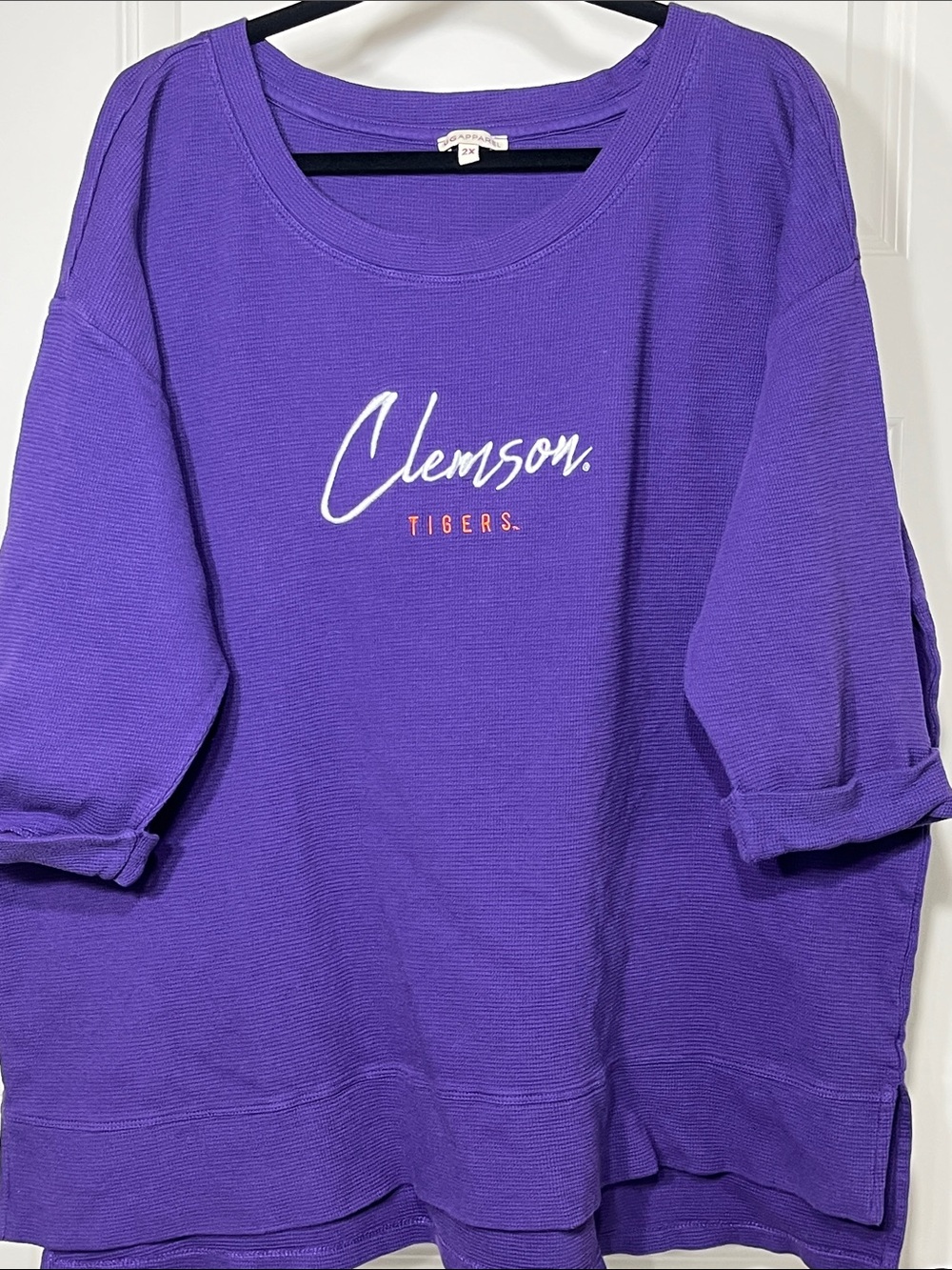 UG‎ Apparel Clemson Tigers Purple Waffle Knit Top Women’s 2X Embroidered